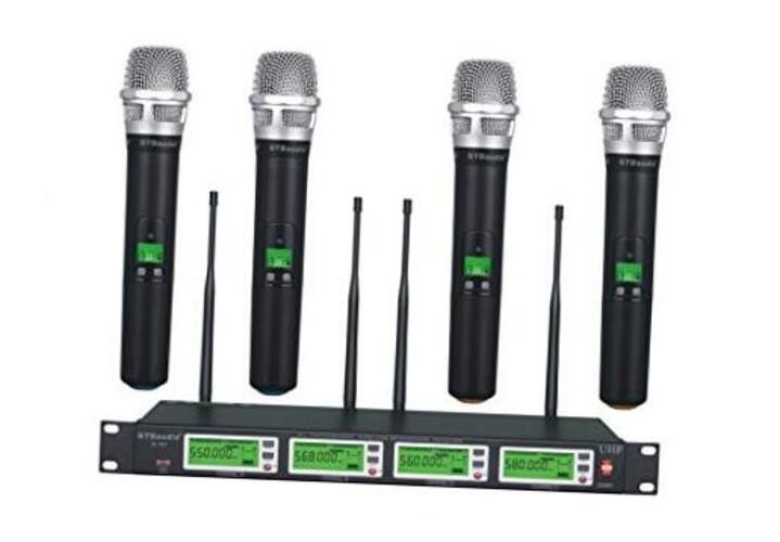 4x800 Adjustable Channels UHF Diversity Wireless Cordless Handheld Microphone