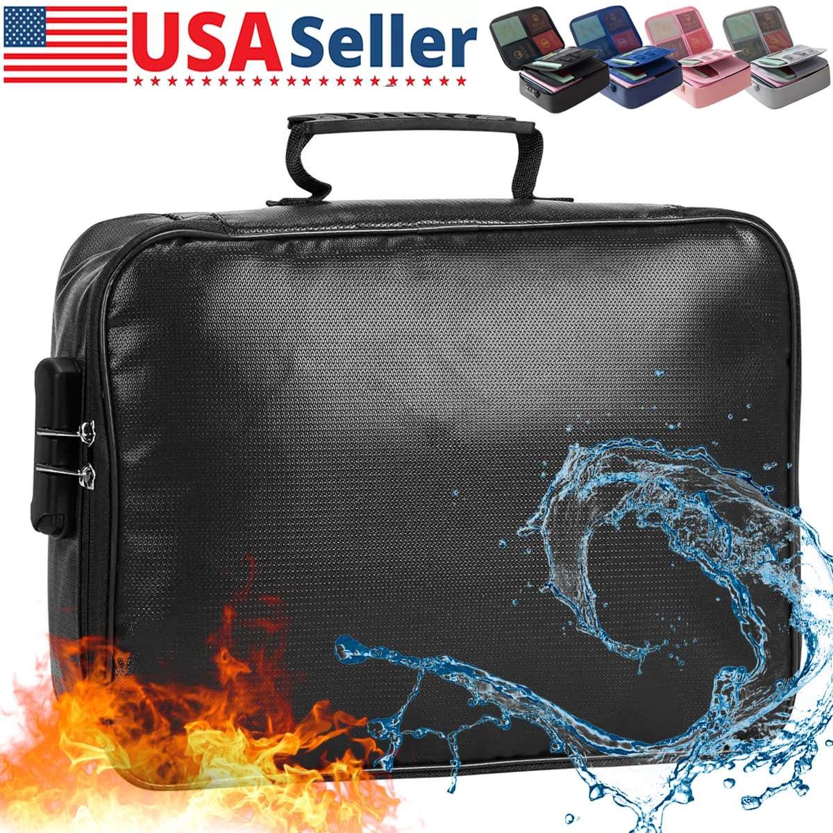 Large Fireproof Document Bag Case Pouch Money Waterproof Safe Cash Storage new