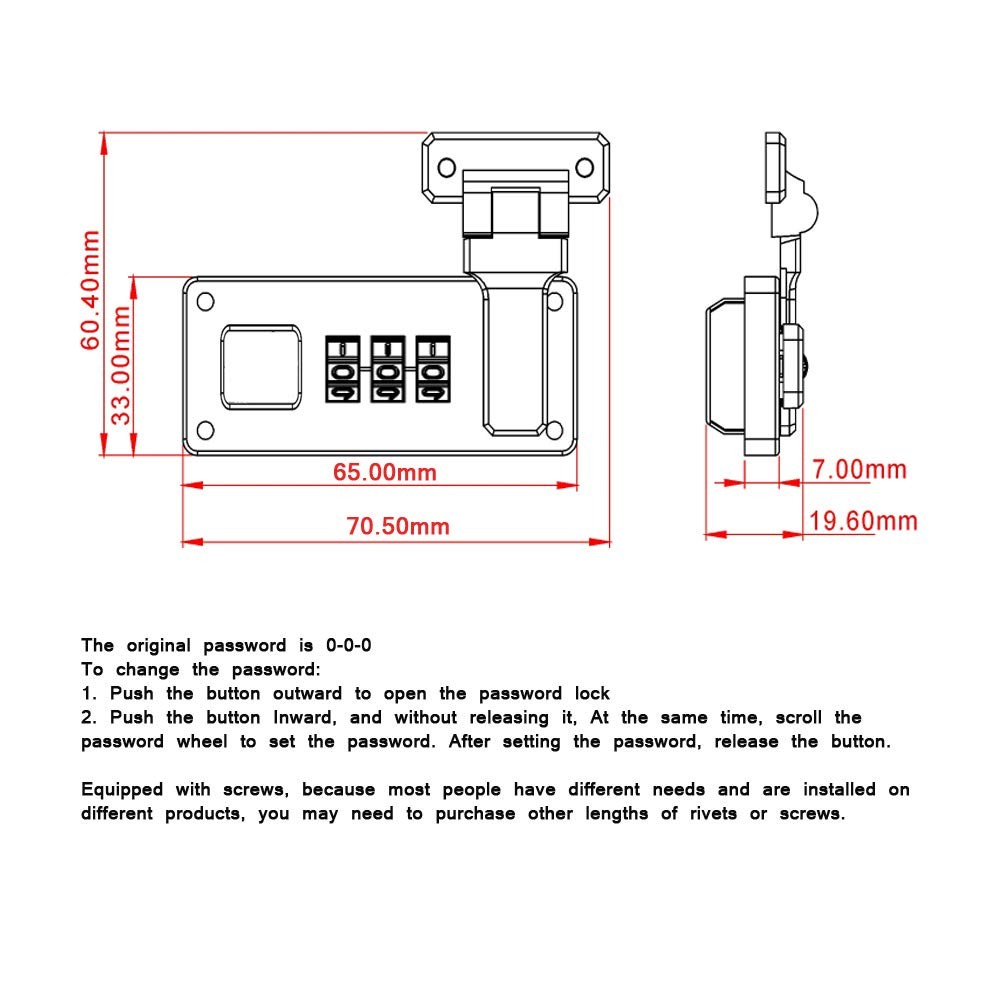 2pcs Tool Box Hasp, Luggage Suitcase Hasps with Combination Lock, Silver
