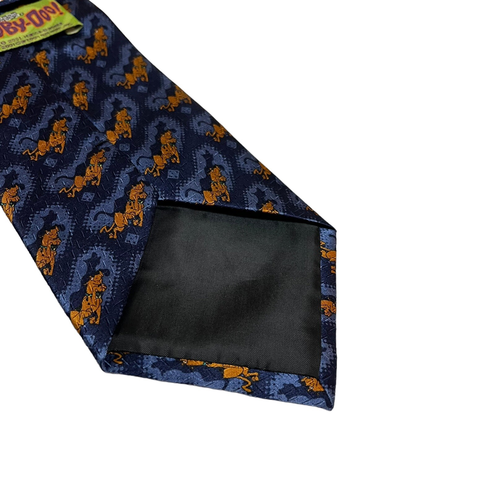 Cartoon Network Vintage Blue Brown Dog Scooby-Do! Pattern Silk Mens Neck Tie 59”