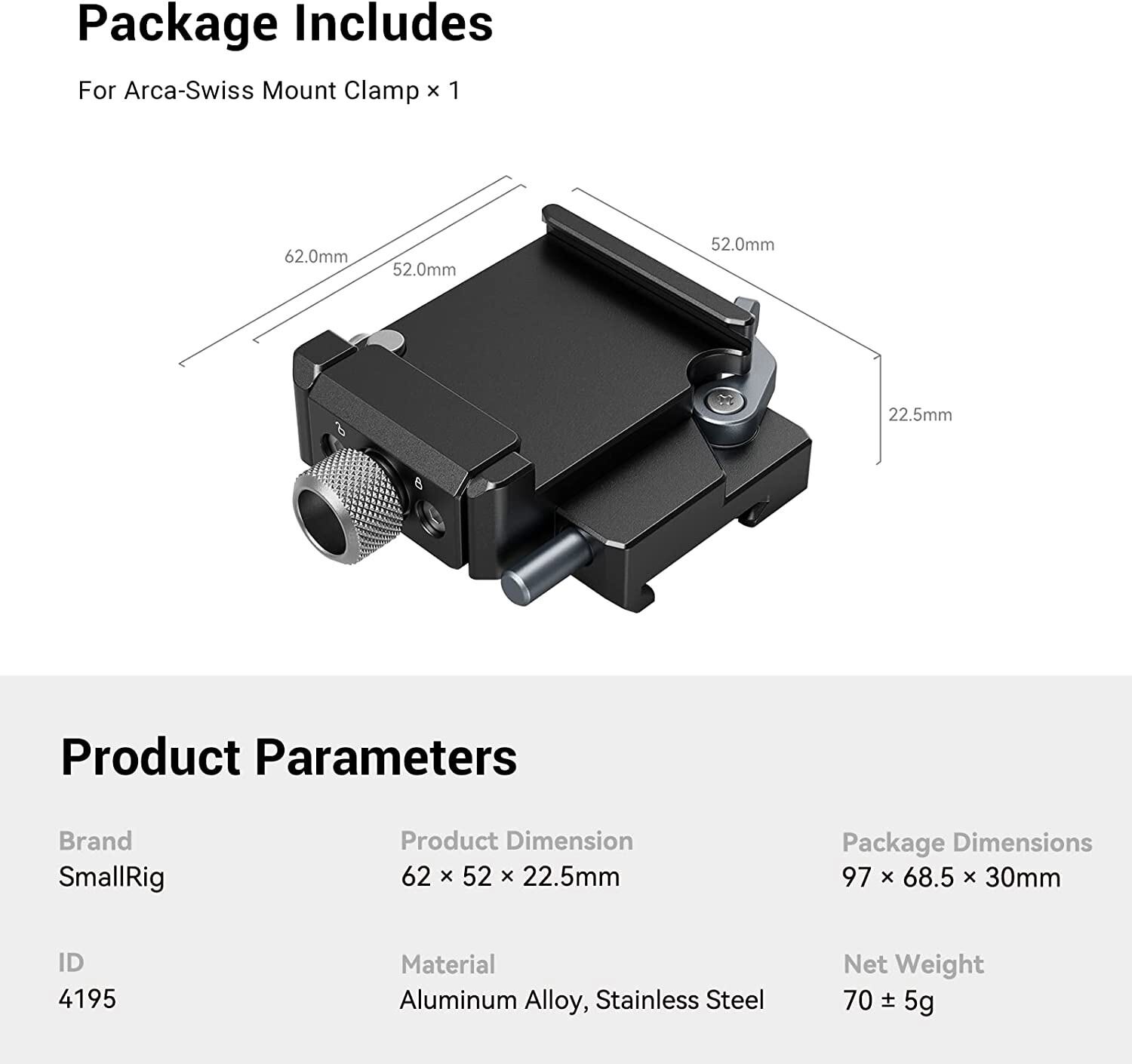 SmallRig Arca-Swiss Mount Plate for DJI RS 3 Mini for Balancing Heavy Camera