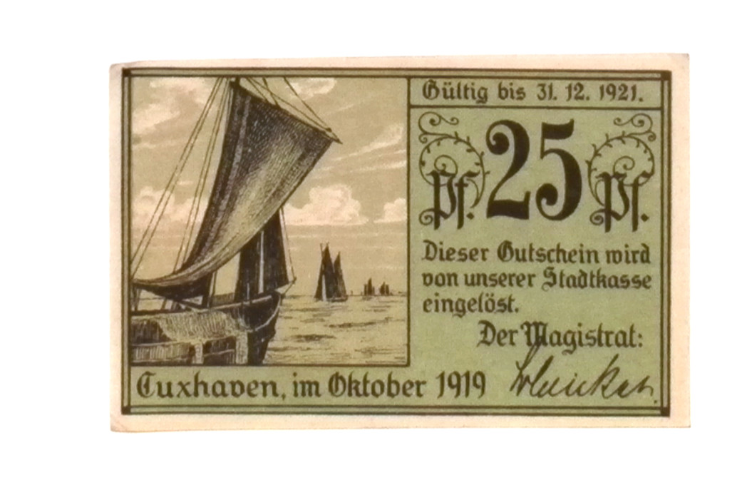 1919 Germany  CUXHAVEN 25  Pnennig  Notgeld / Banknote
