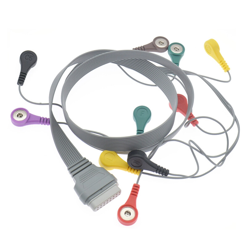 16pin 10 Leads Holter ECG Cable Snap Leadwires Compatible EDAN SE-2003/SE-2012