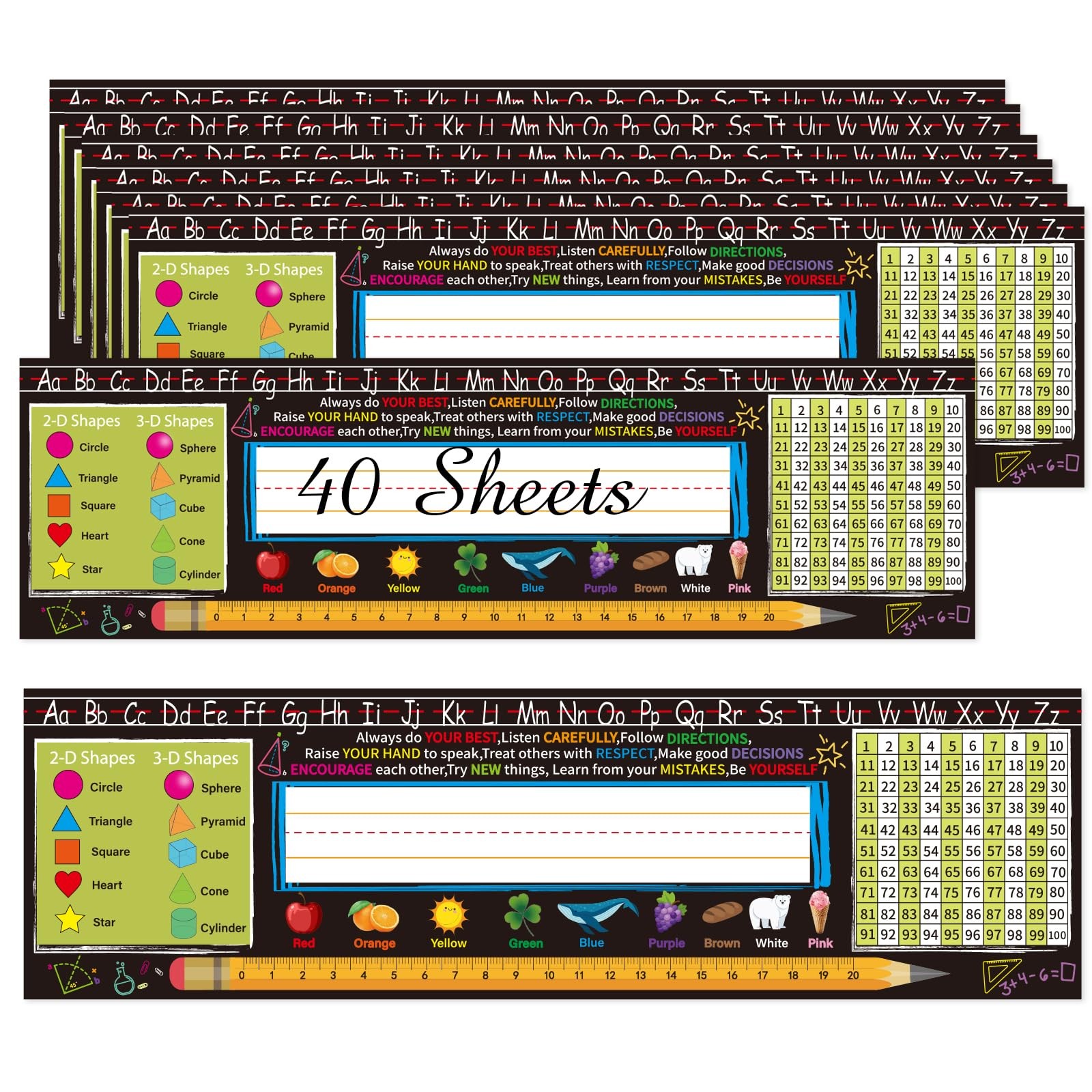 Desk Nameplates,40pcs Name Tags for Classroom,Waterproof Multipurpose Manuscr...