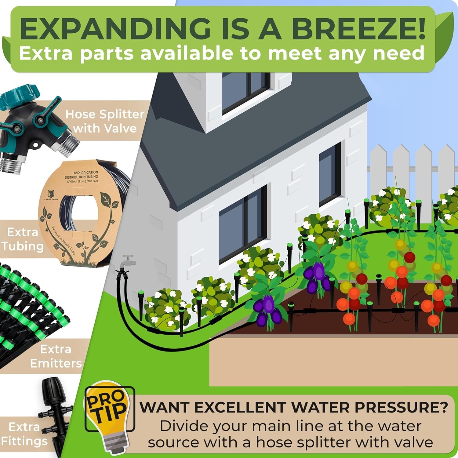Complete 100ft Drip Irrigation System Kit - Adjustable Garden Watering Solution