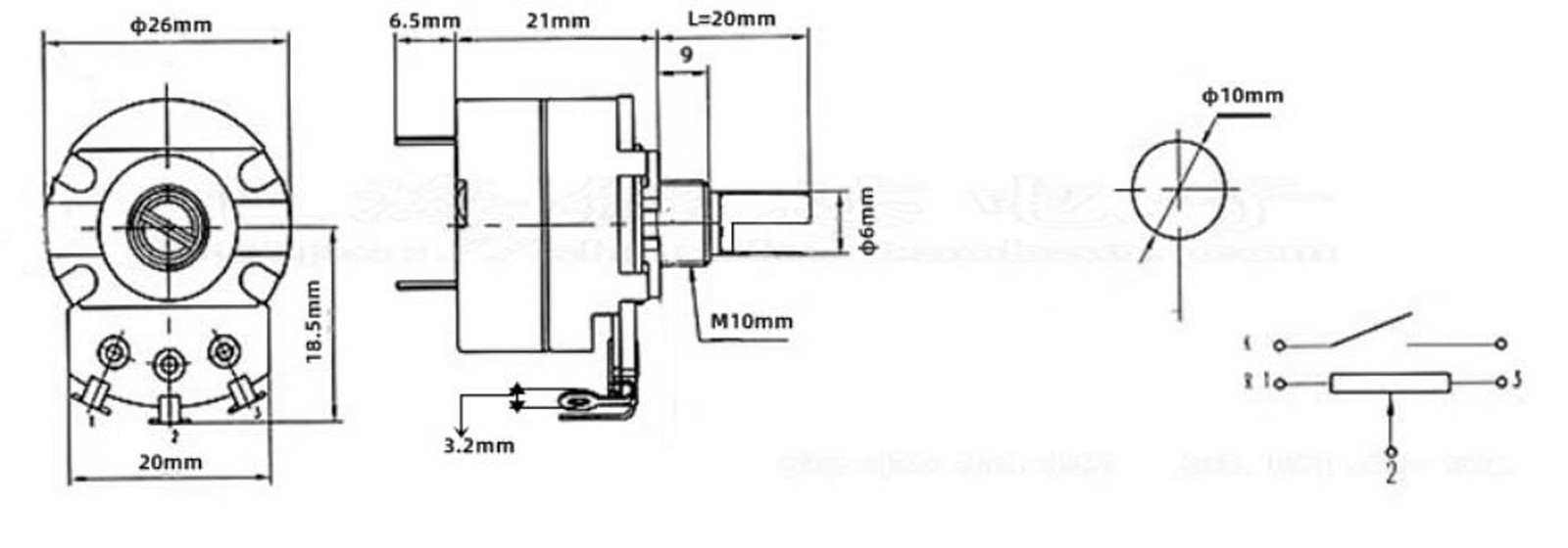 2Pcs 4.7K Ω Ohm 4K7 Logarithmic Nolinear Potentiometer 2W WH134-2