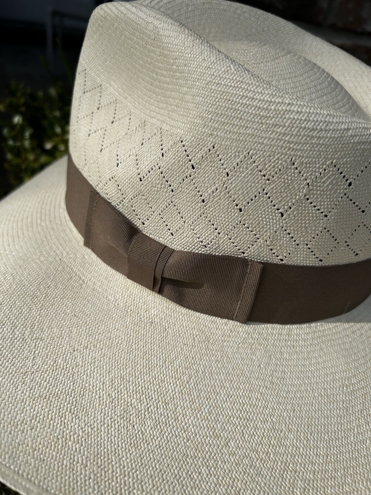Tan - Panama Hat Band - Adjustable Size - Grosgrain W Bowtie