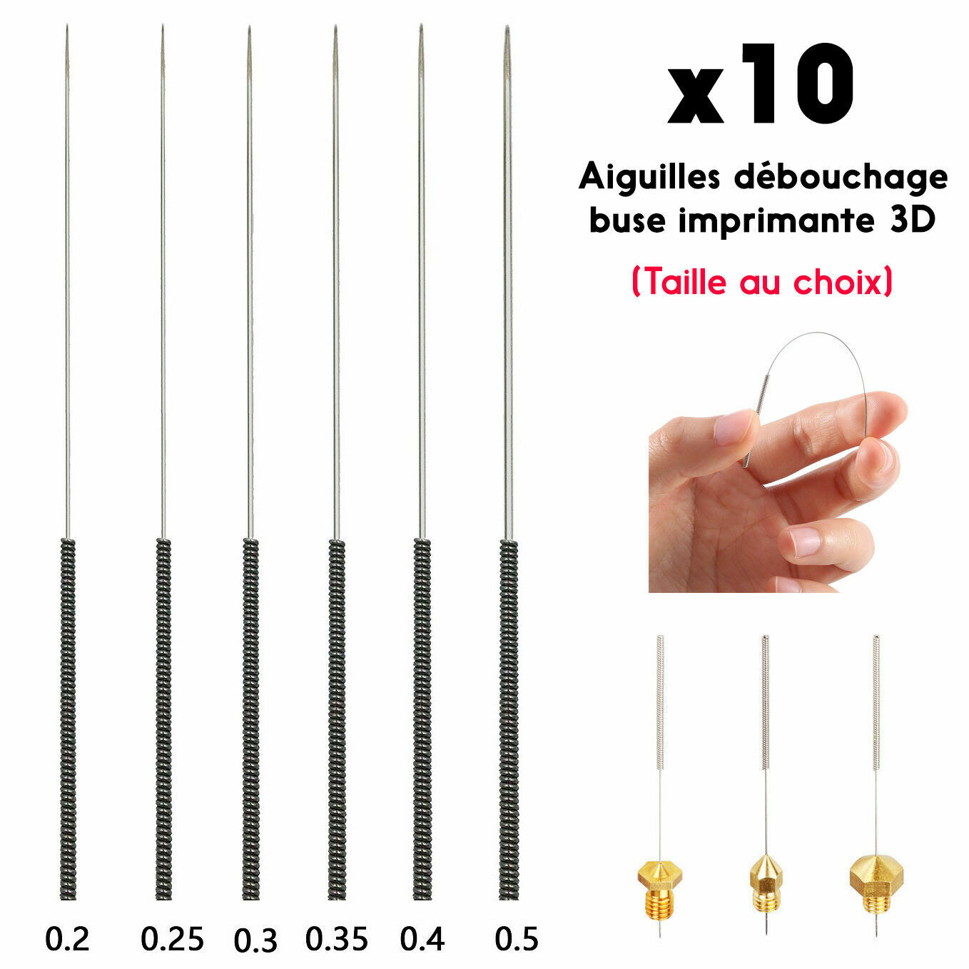 10x Nozzle Cleaning Tools 3D Printer Needle Unbreakable Unclogging