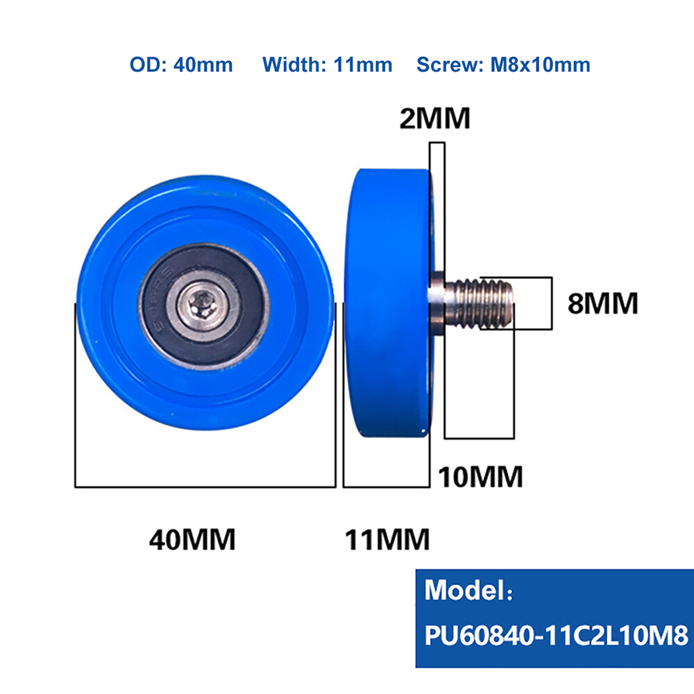 M8 Male Threaded Screw Bearing Guide Wheel Flat Roller PU Polyurethane Pulley