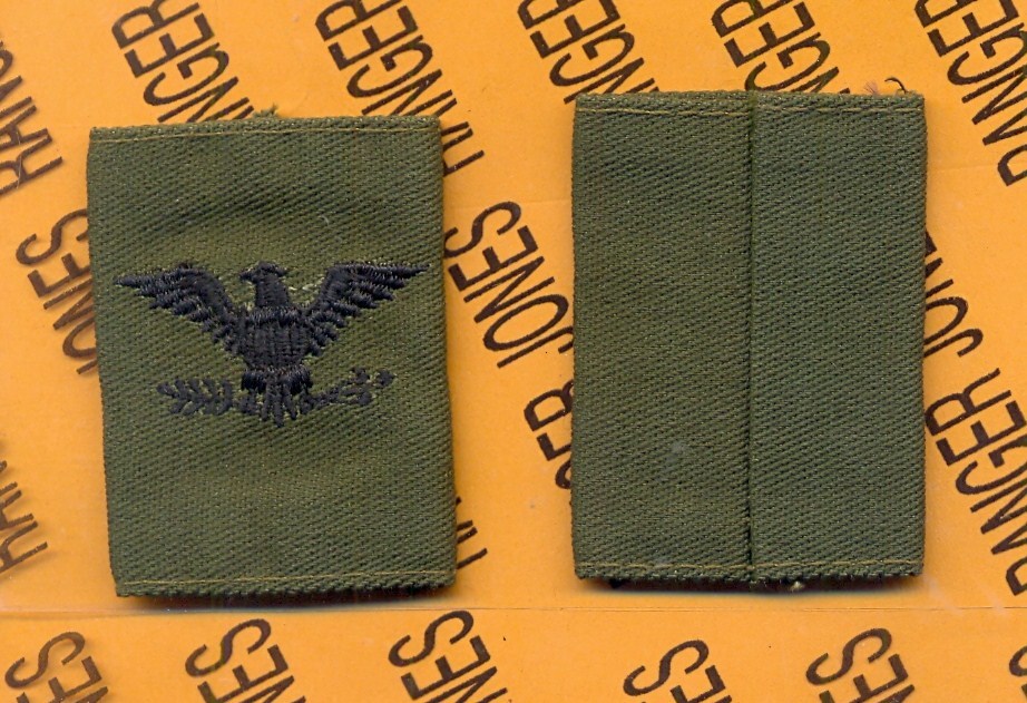 US ARMY Colonel COL O-6 OD Green & Black BDU ~2" slip on rank patch