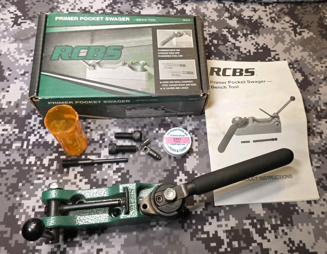 RCBS PRIMER POCKET SWAGER BENCH TOOL RELOADING RELOAD BENCH TOOL RIFLE PISTOL