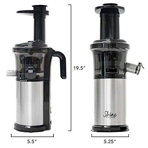 SJV-107-A Slow Juicer, 5.5 x 5.2 x 19.5, Silver, Black