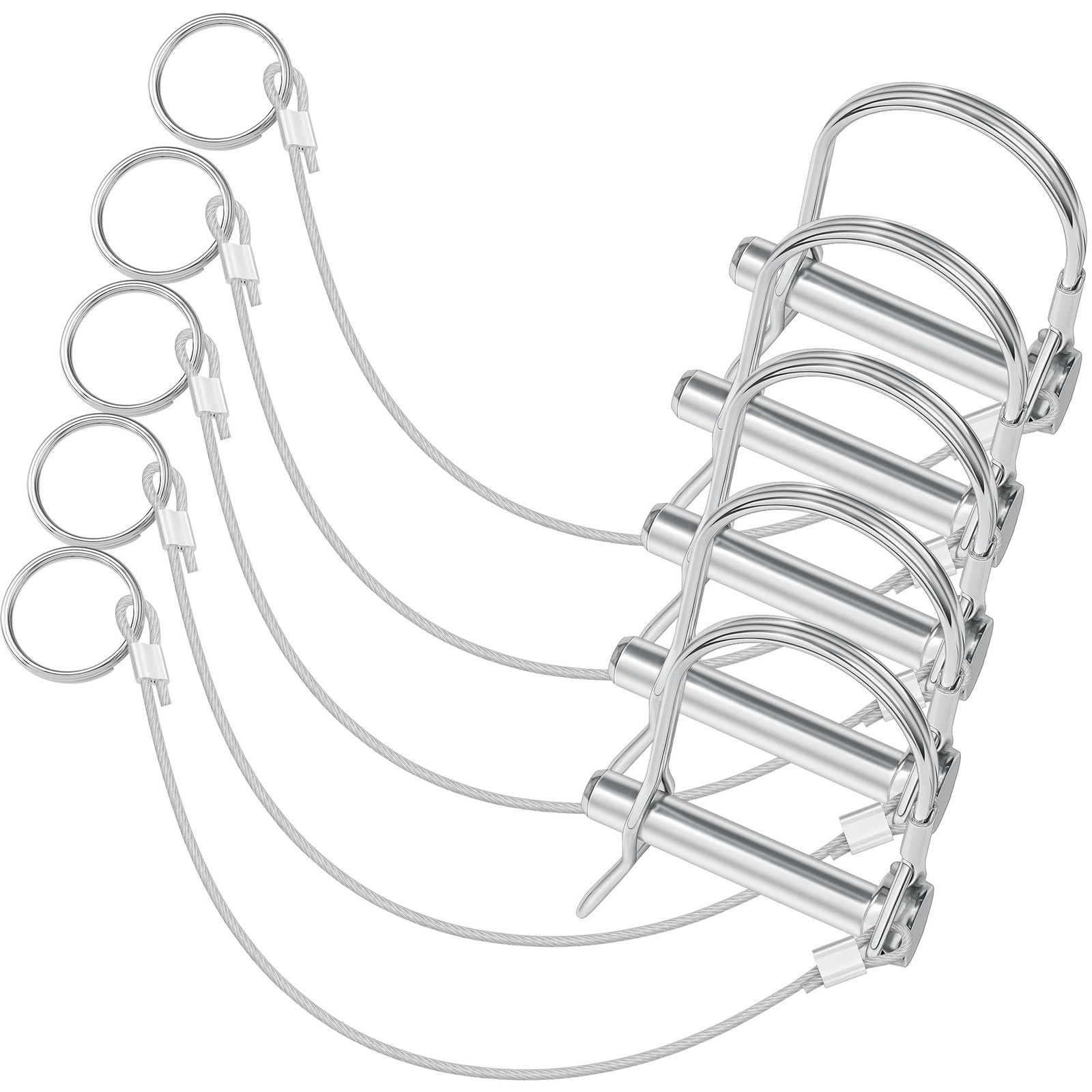 Mikniri 5 Pcs Trailer Hitch Coupler Pin with 5/16 inch x 1-3/4 inch, Silver
