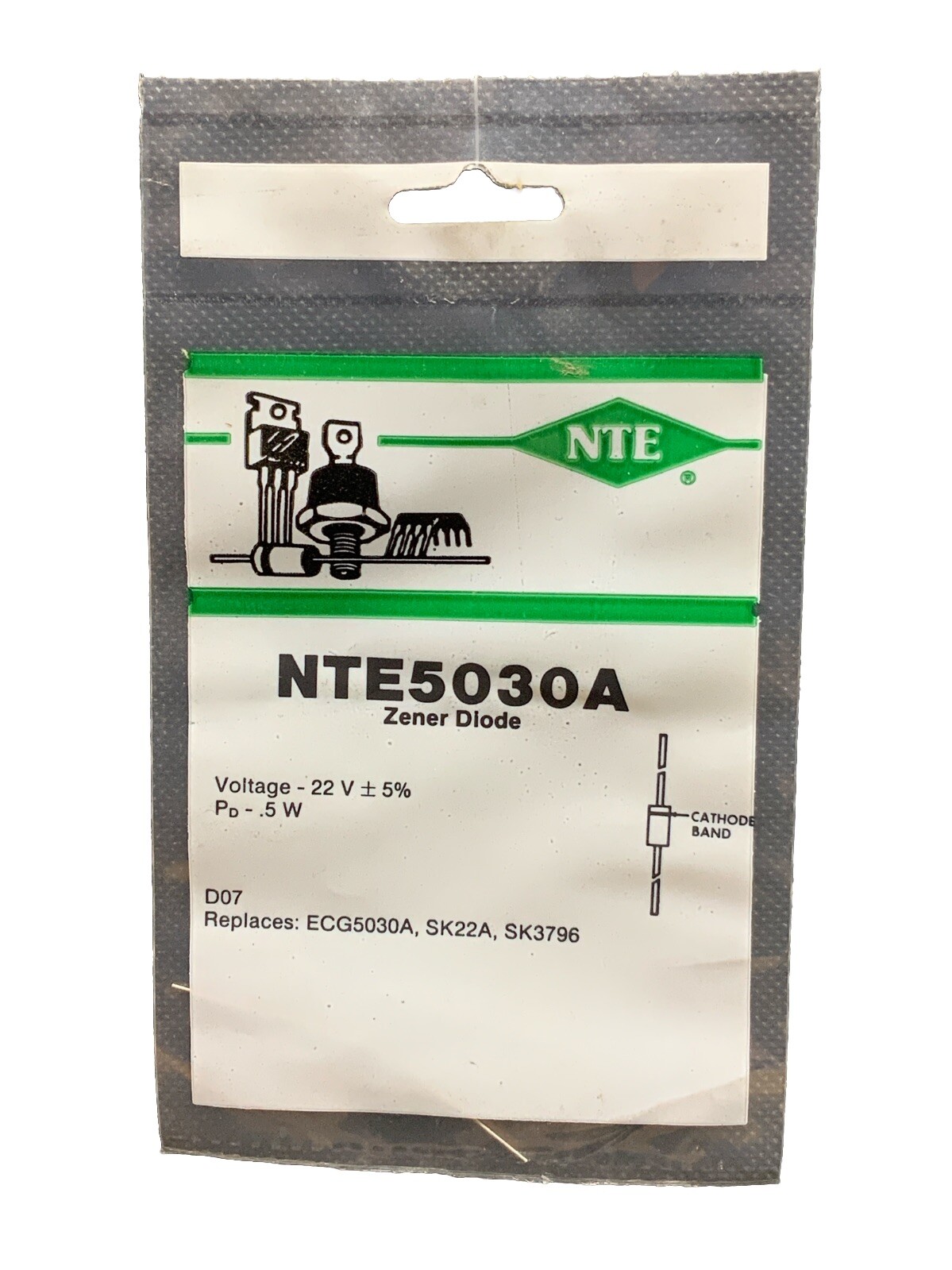 NTE5030A 22v Zener Diode DO7 Replaces ECG5030A, SK22A, SK3796