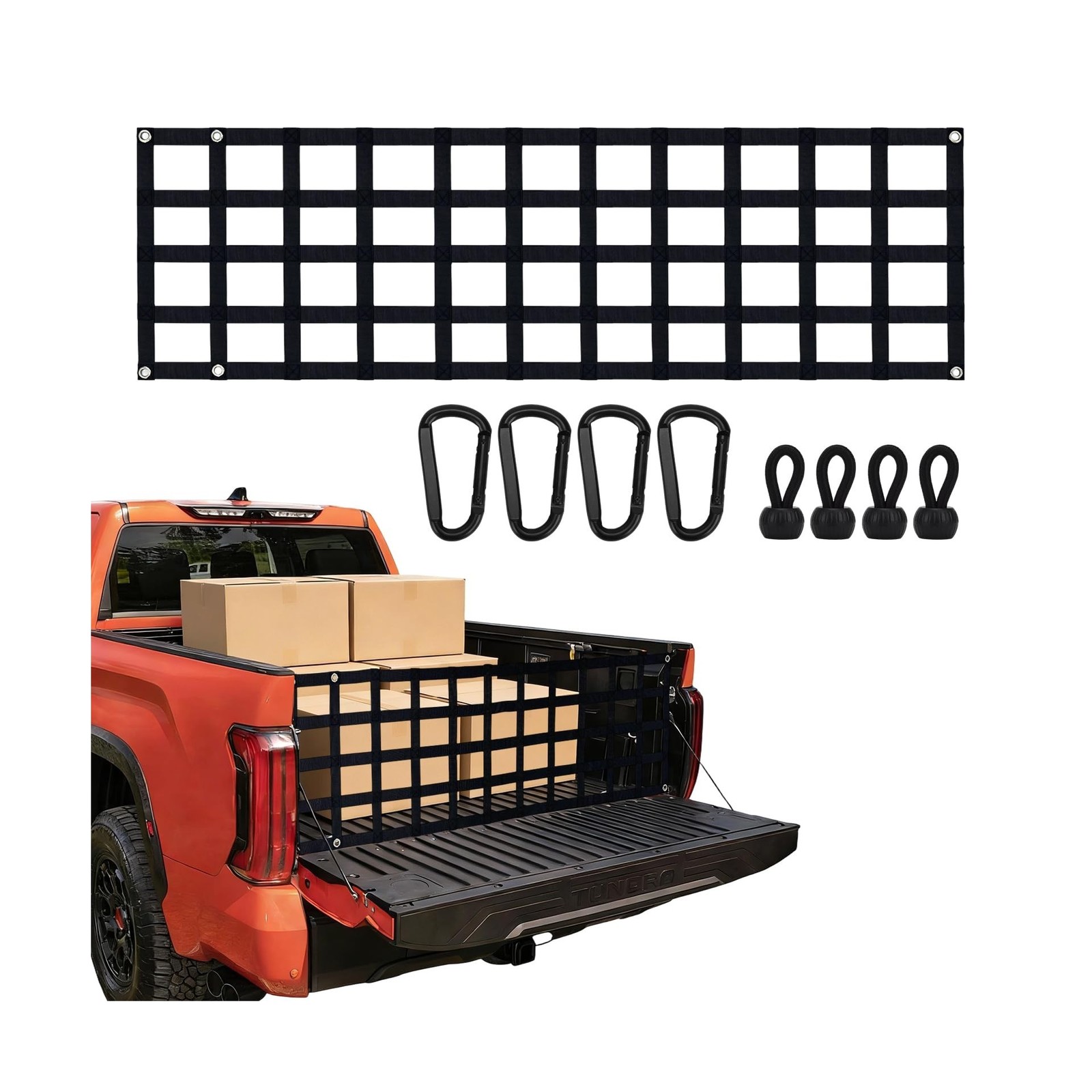 Premium Truck Tailgate Net - 60" x 18" Heavy-Duty Cargo Mesh fo... FAST USA SHIP