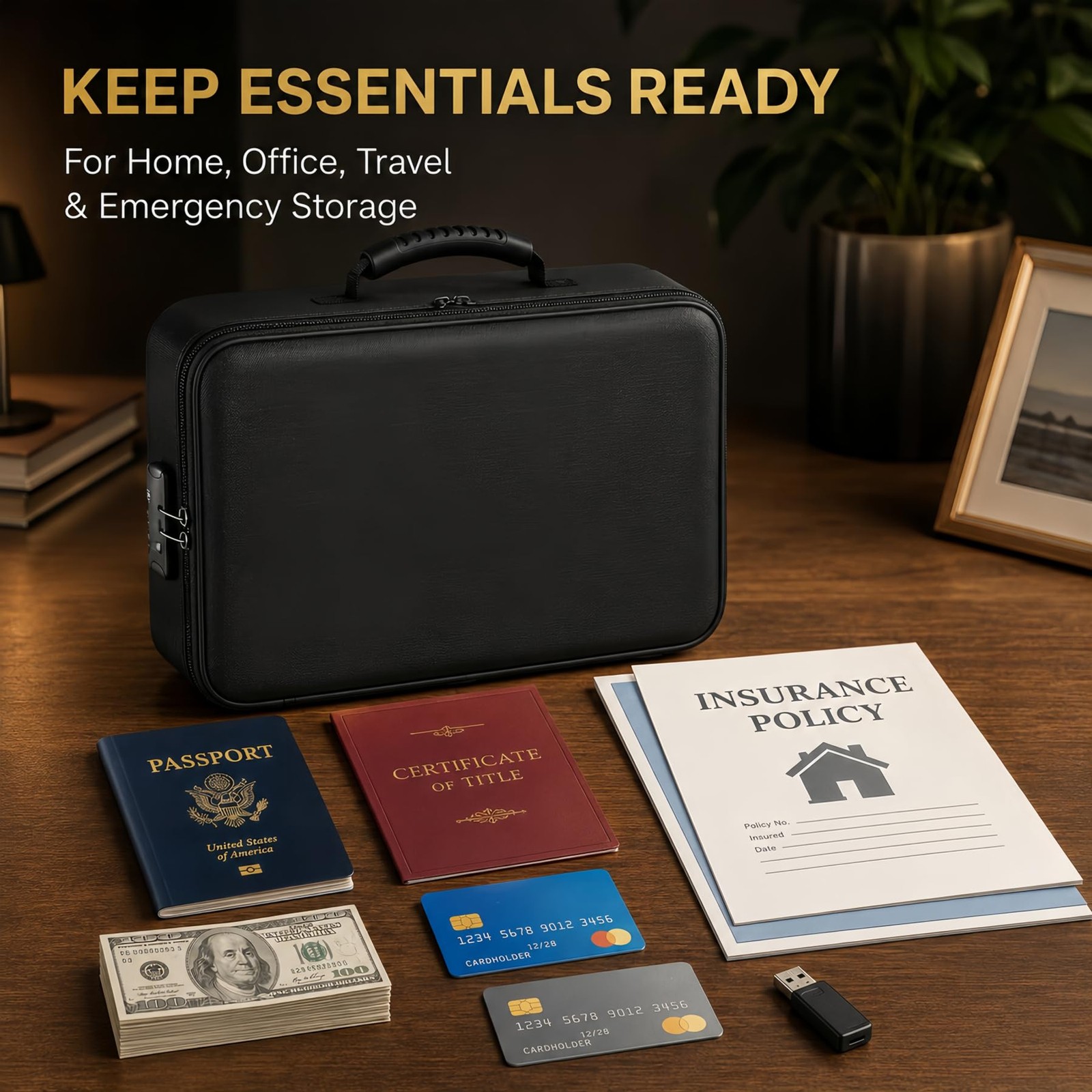 Fireproof Document Box (Soft-Shell) with Lock, 5200°F Fireproof & Water-Resistan