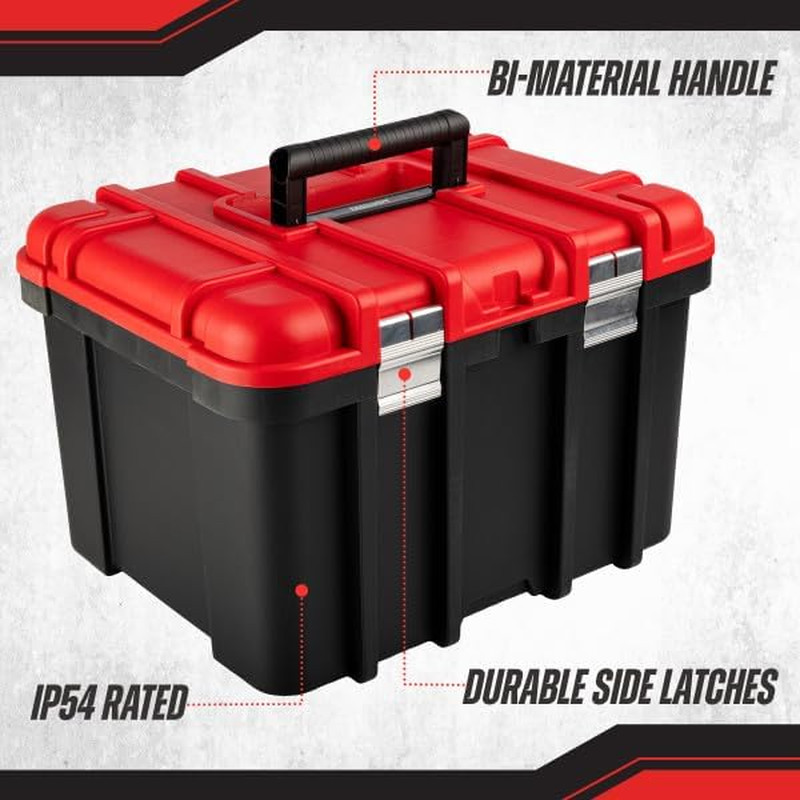 Plastic Tool Box Organizer - 18.7” Extra Large Portable Toolbox with Removable T