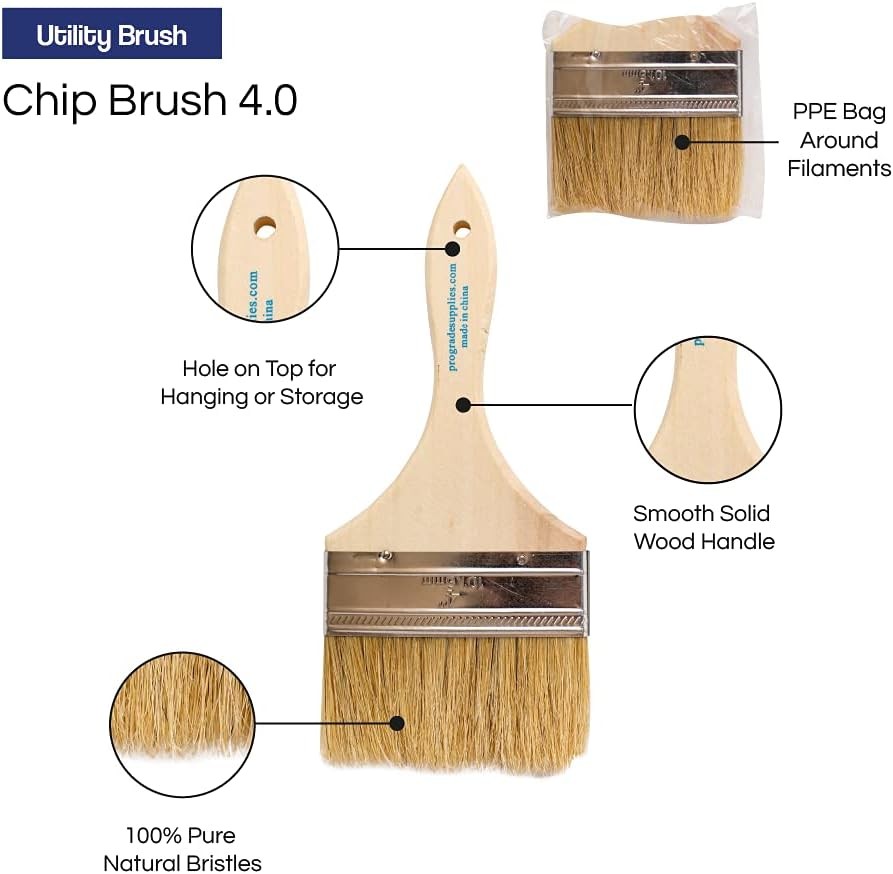 - Chip Paint Brushes - 12 Ea 4 Inch Chip Paint Brush Light Brown