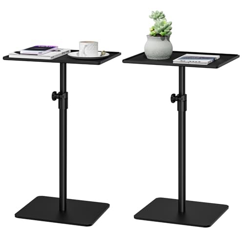 Drink Tables for Small Spaces, Metal Pedestal Side Table Set of 2, Height
