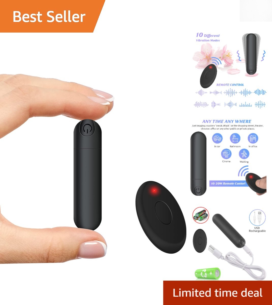 Travel-Friendly Waterproof Vibrating Wand - Remote Control & Body-Safe Design