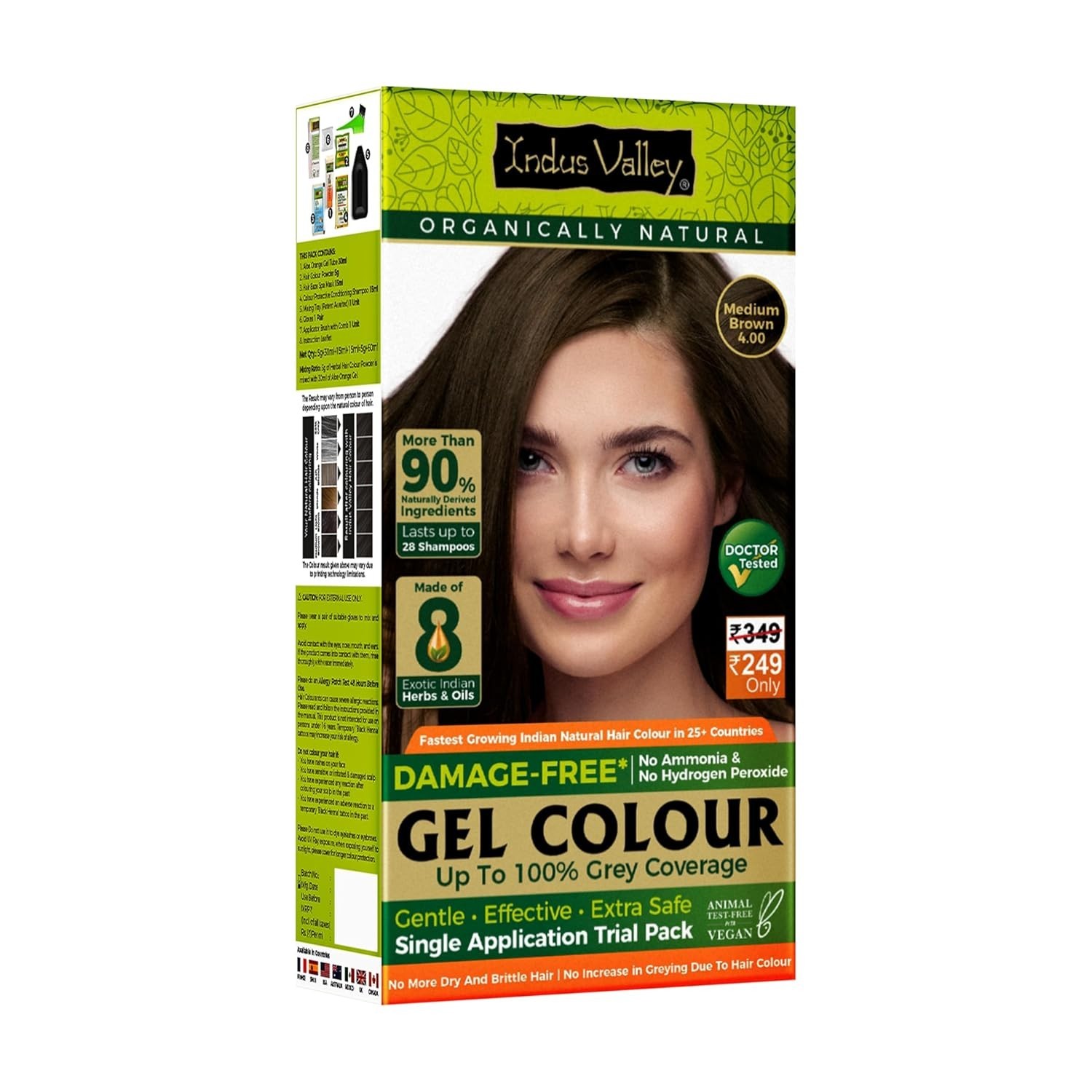 INDUS VALLEY Damage Free Natural Gel Hair Colour (Medium Brown, 65 ml)