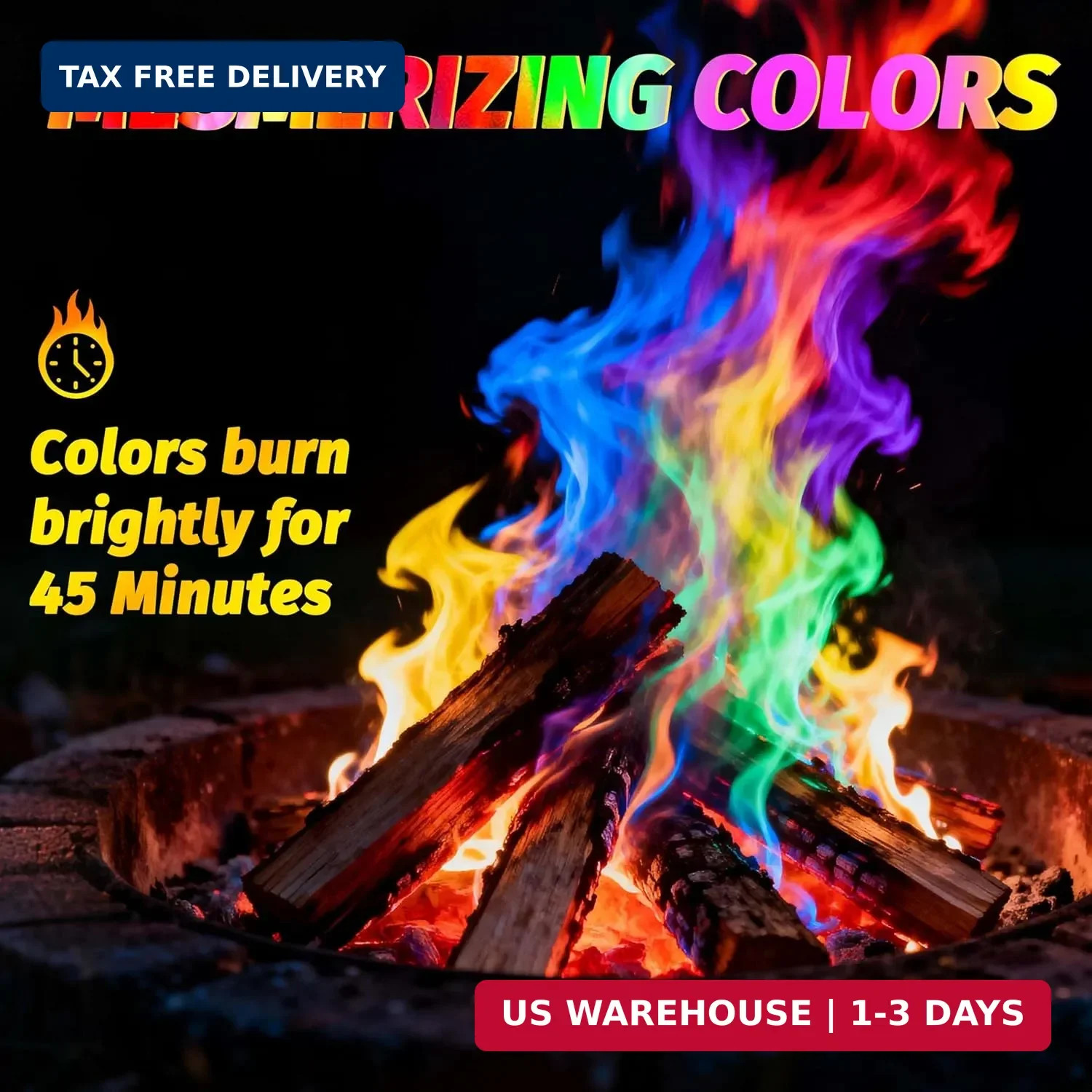 Magic Fire Color Changing Packets (20 Pack) for Fire Pits, Campfire, Bonfire & O