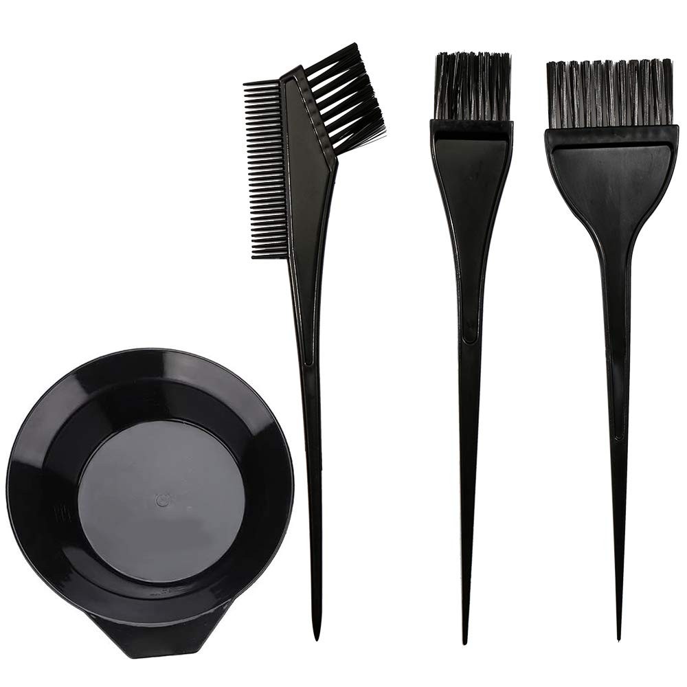 MOONMINI Hair Dye Color Brush and Bowl Set, 4 Piece Black