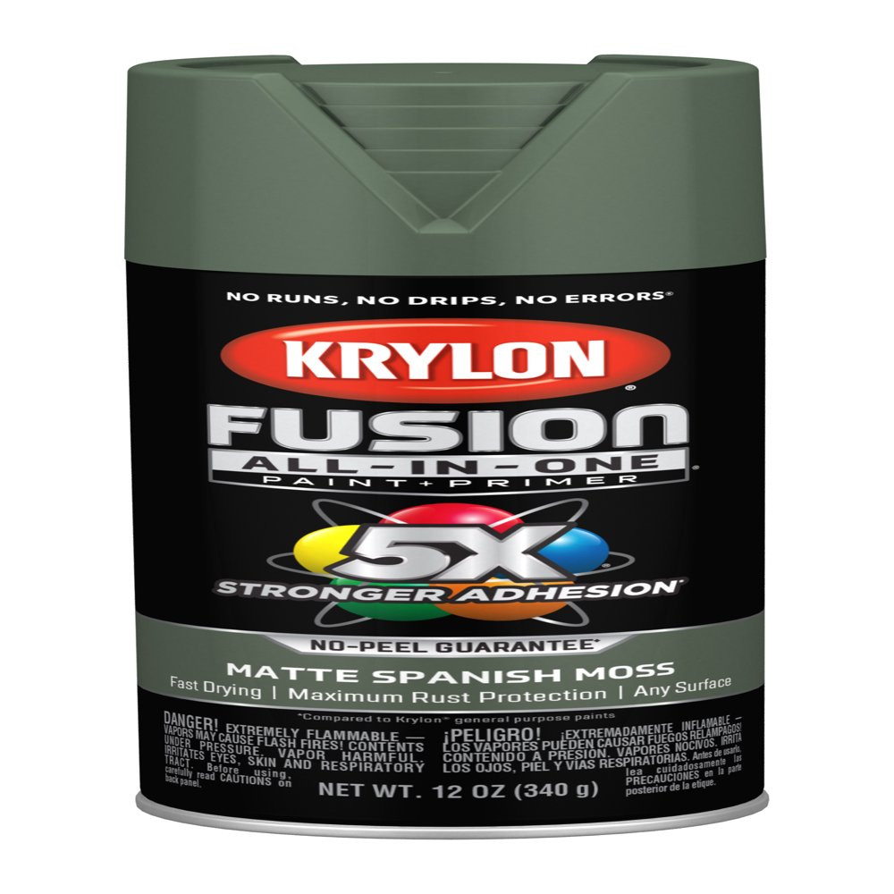 Green Spray Paint Matte Spanish Moss Rust Protection No Sanding or Priming 12 Oz