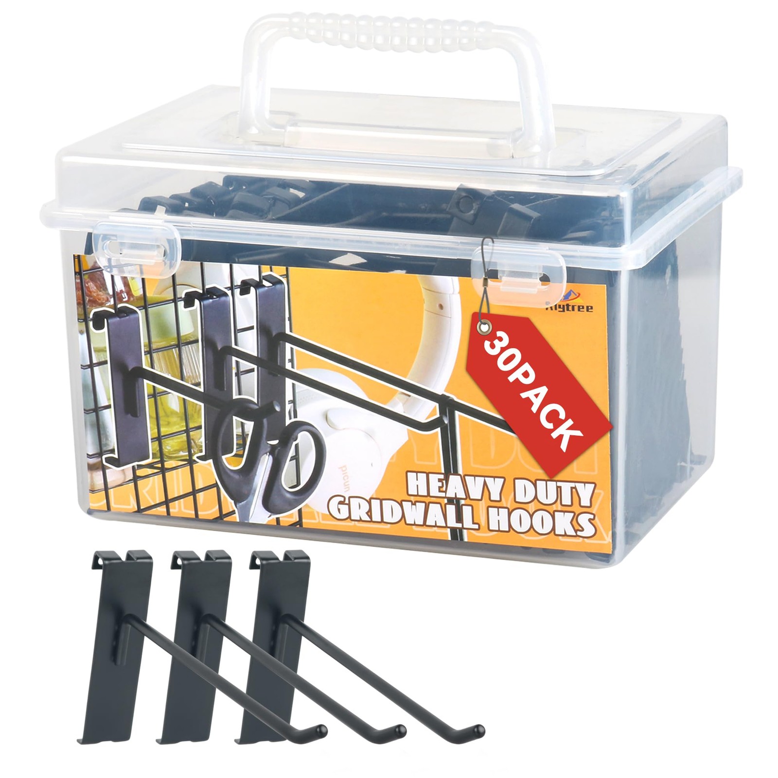 30 PCS 4 Inch Gridwall Hooks Black Panel Hangers Metal Display Retail Garage