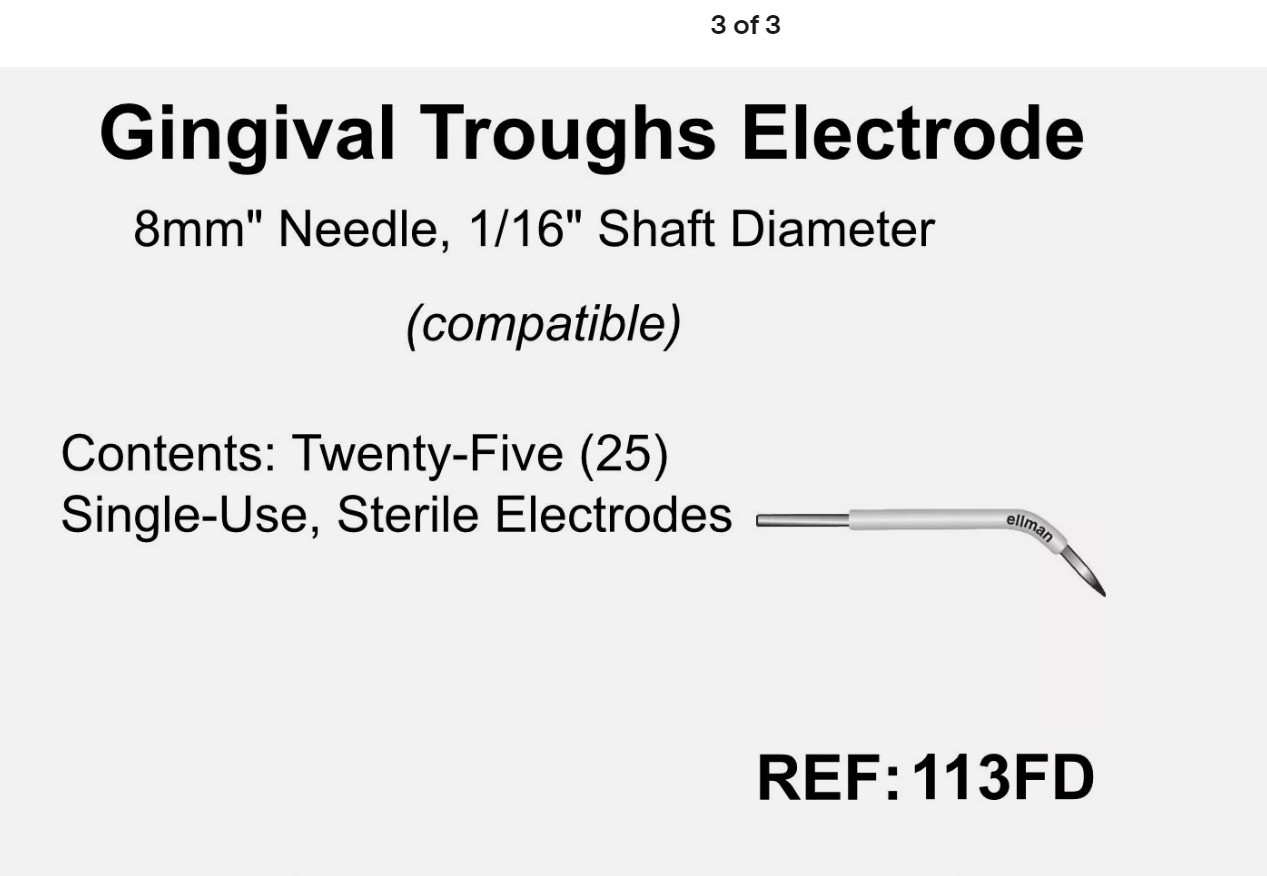 Ellman 113FD -Gingival Troughs Electrode -Twenty-Five (25) Single-Use Disposable