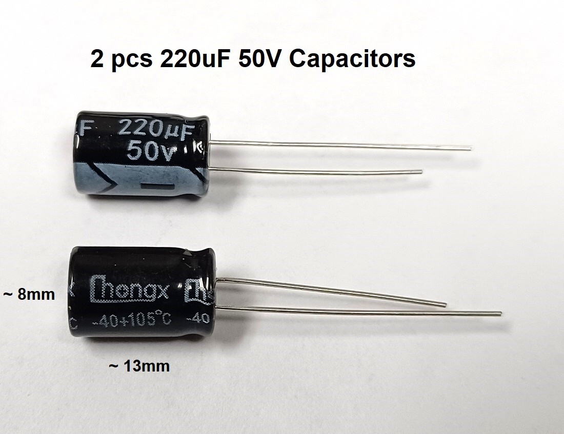 2 pc 220uF 50V Capacitors, New, Free Shipping in USA