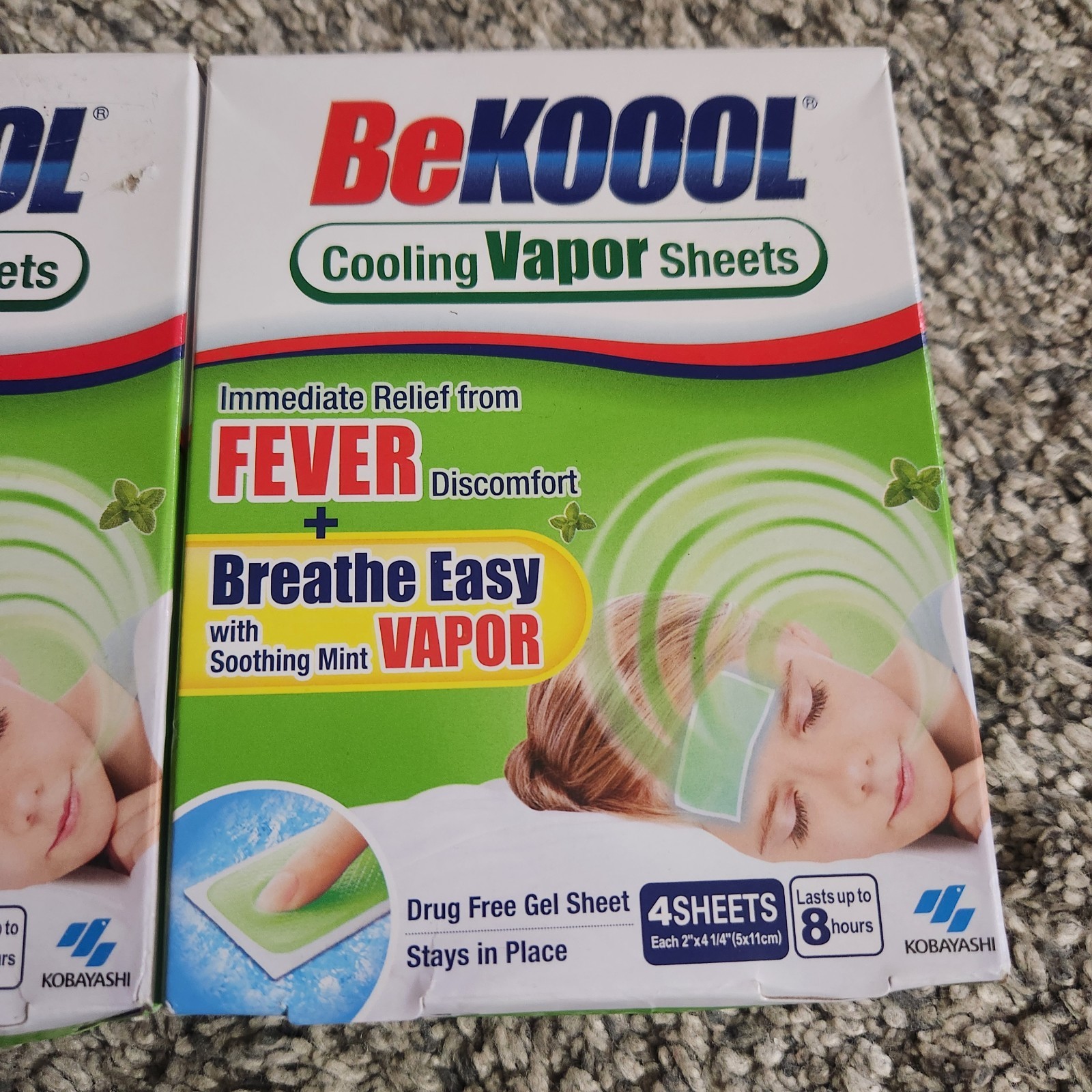 2 Boxes Be Koool Cooling Vapor Sheets Immediate Fever Relief
