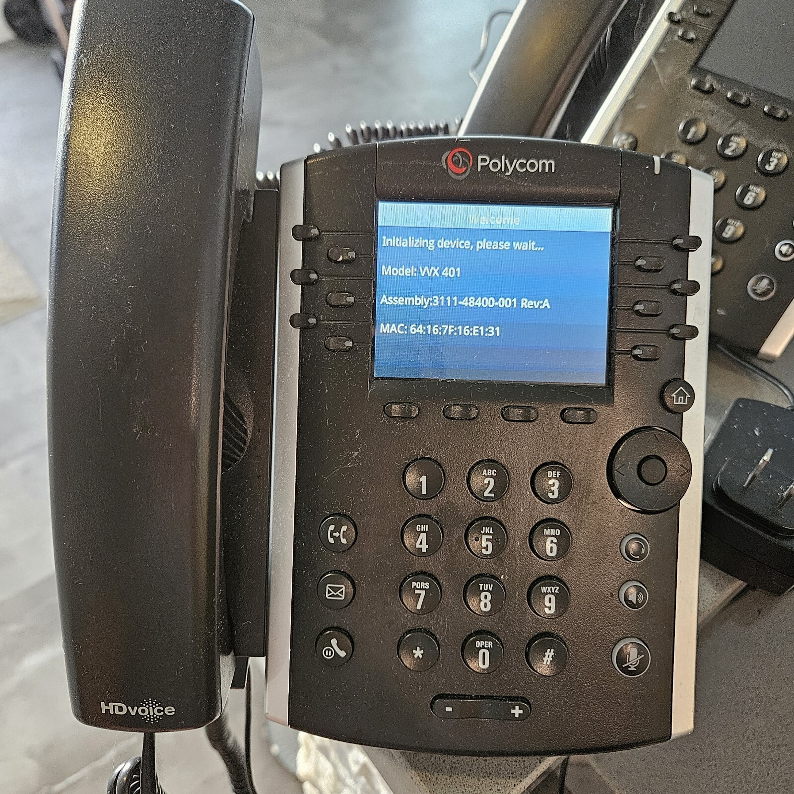 Polycom VVX 401 Corded 12 Line PoE Phone System Used Working Condition Office