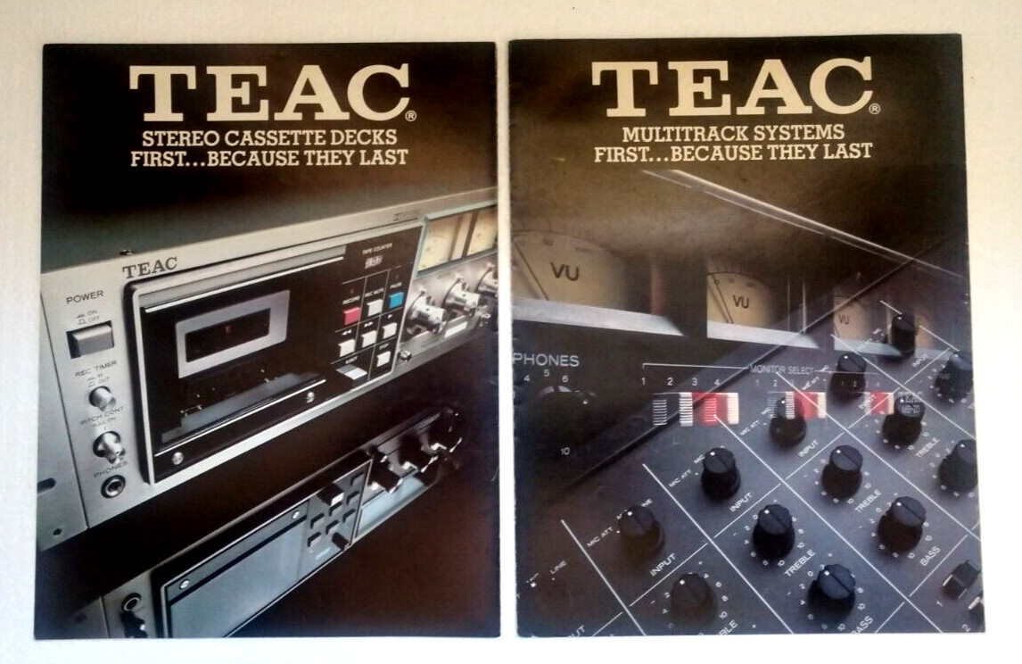 LOT OF 2    1970's TEAC   QUAD- FOLD CATALOGS   CASSETTE & MULTI-TRACK RECORDERS