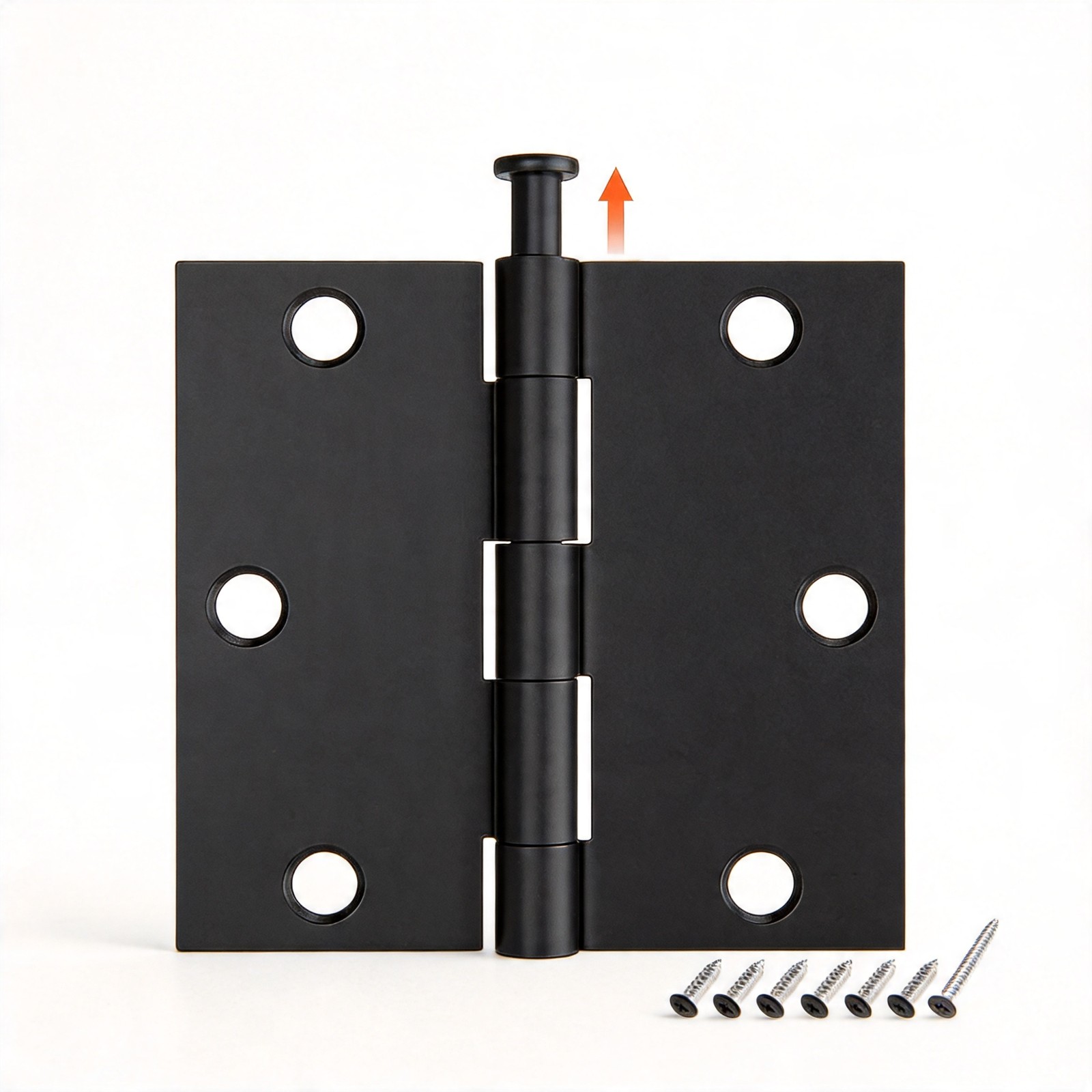 HOSOM 6 Pack 3.5" Door Hinges Matte Black Square Corner Removable Pin Interior