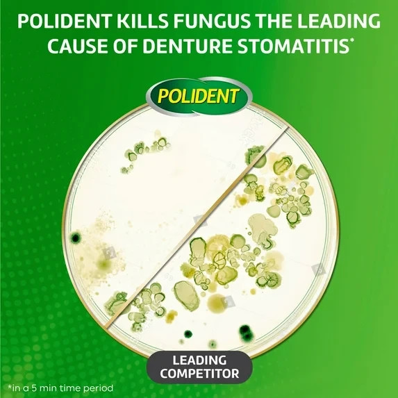 Polident 3 Minute Denture Cleanser Tablets, 40 Count