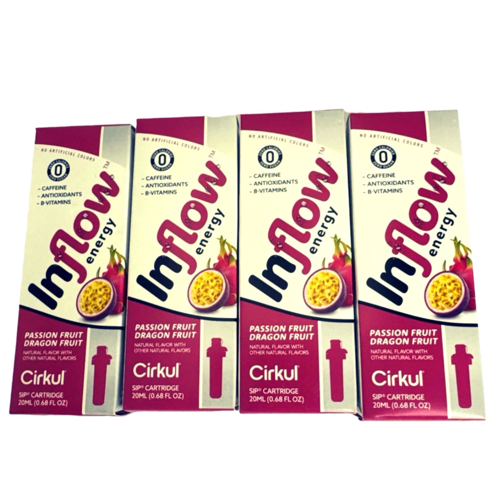 (4) Cirkul Inflow Energy Passion Dragon Fruit Sip Cartridges Caffeine BB 11/26