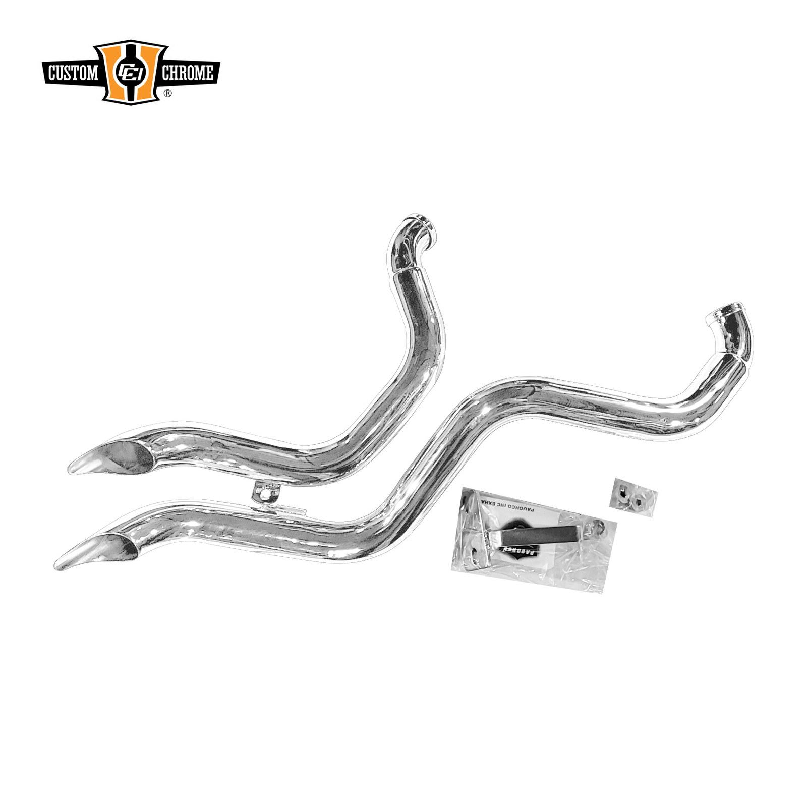 2"Chrome Santee Exhaust Pipes w/18mm O2 Bungs Fits For Harley Softail 07-11
