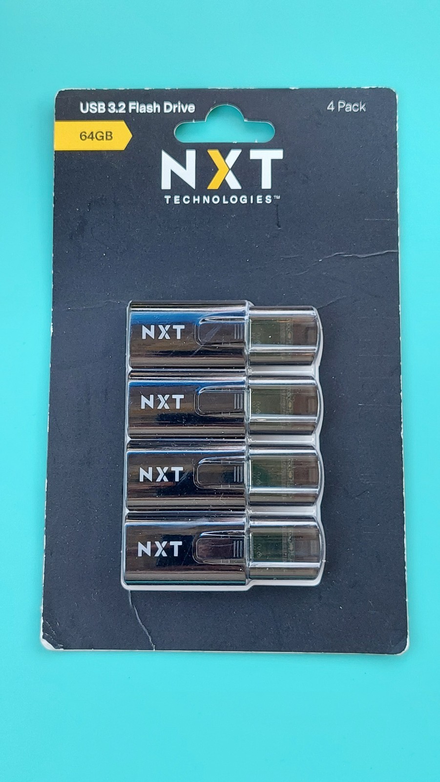 Genuine 4 Pack NXT Technologies 64GB USB 3.2 Type-A Flash Drives Black NX61115
