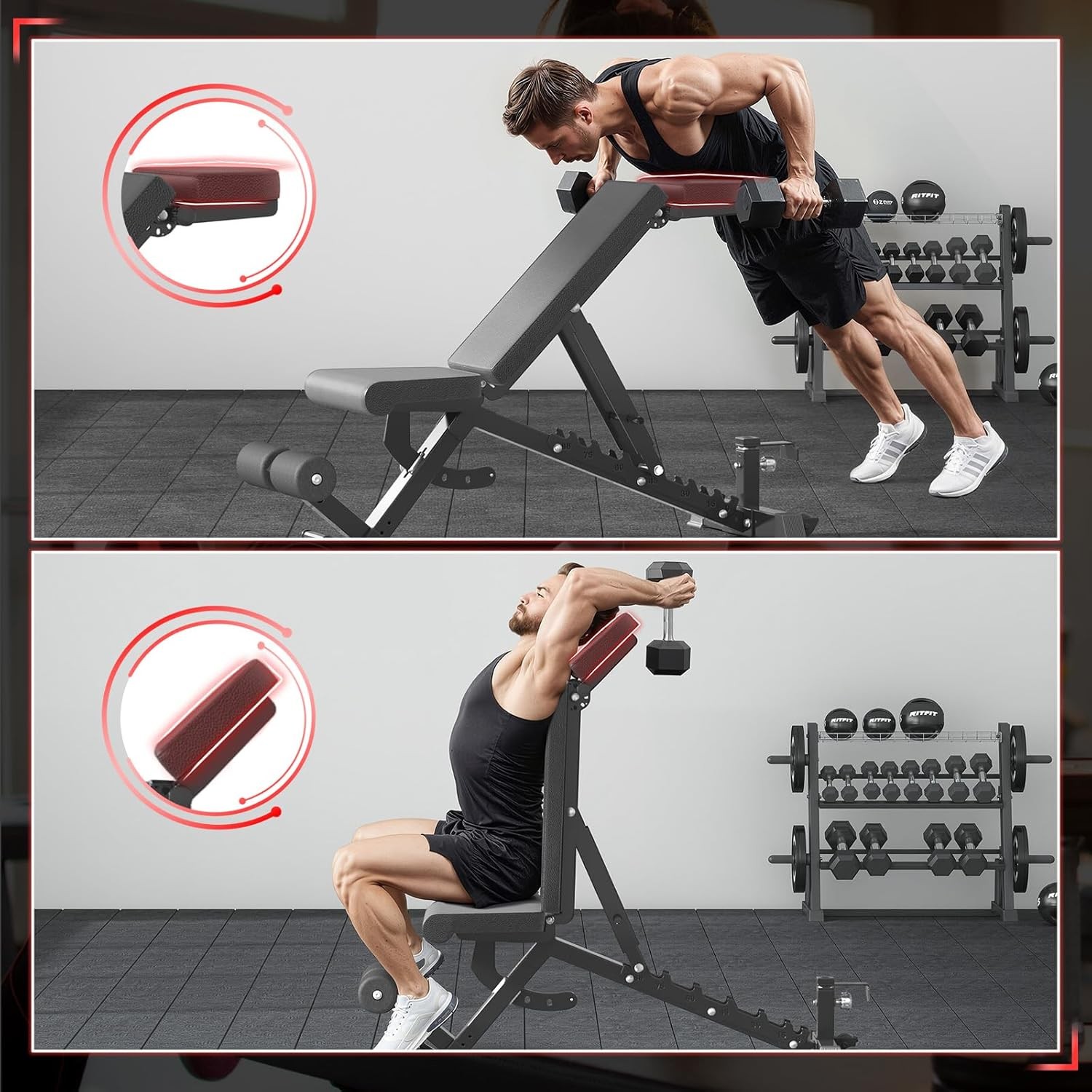 Weight Bench 1300Lbs Capacity Bench Press & Strength Training Workout Benche