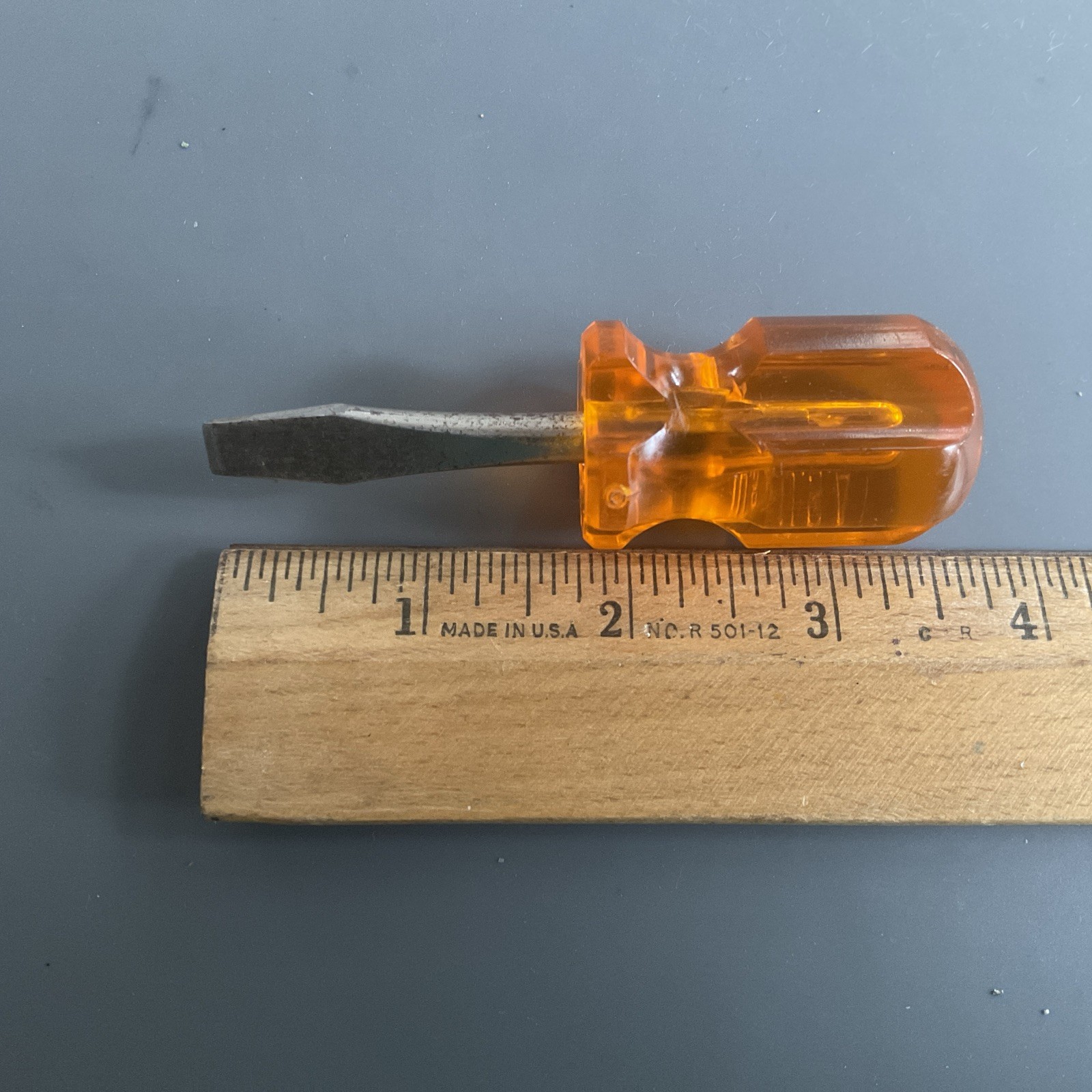 U.S.A. Stubby Flat Head Screwdriver orange nice