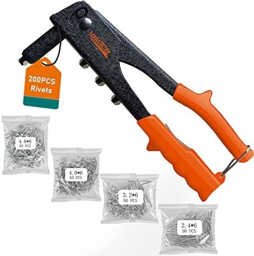 Heavy Hand Riveter Rivet Gun Professional Pop Rivet Gun Kit with 200pcs Rivets
