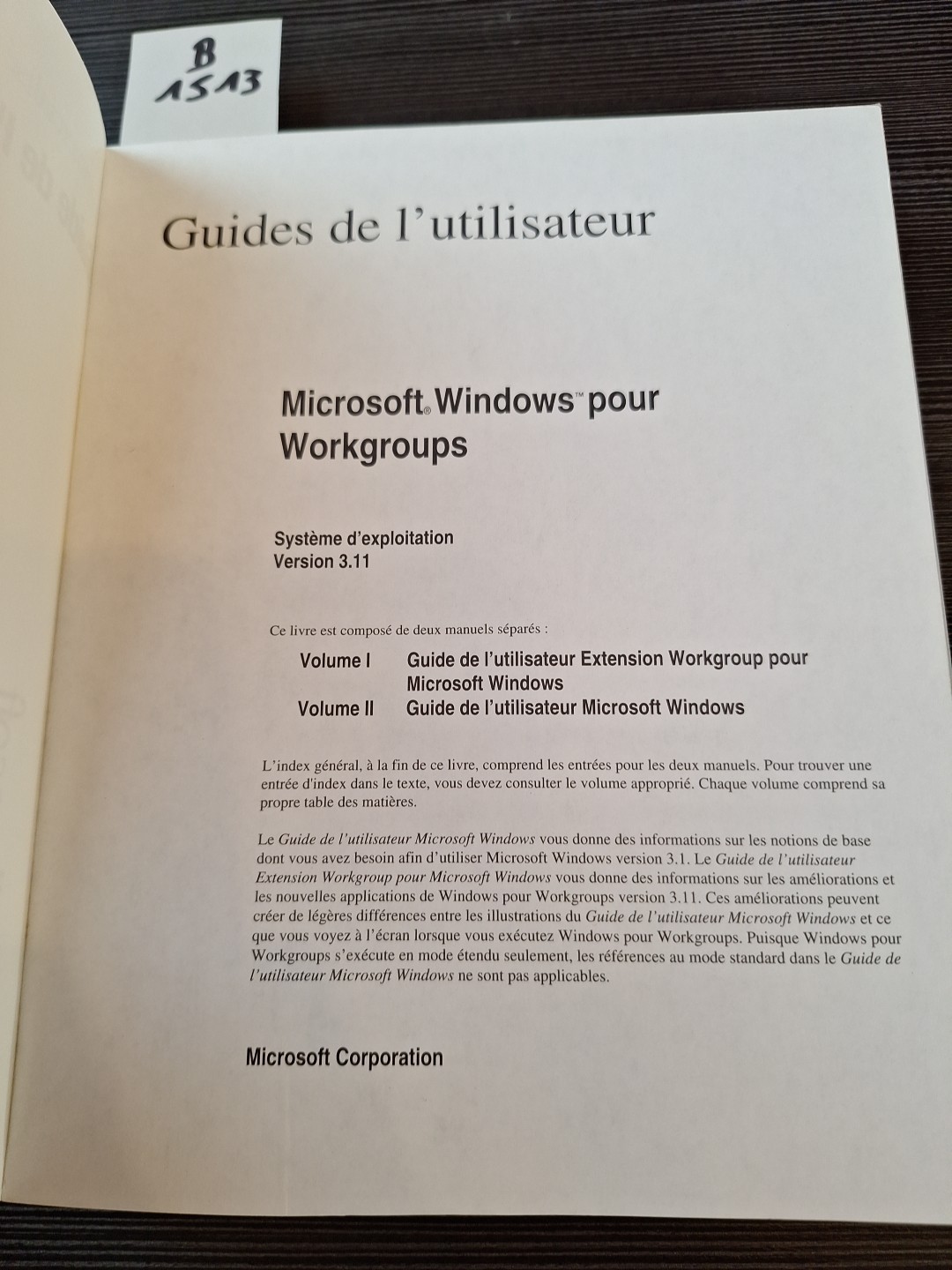 Windows For Workgroups Software French 1993