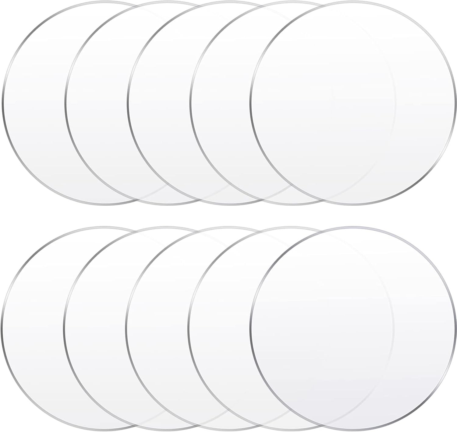 10 Pieces Clear Circle Acrylic Sheet Round Plexiglass 6 Inches, transparent