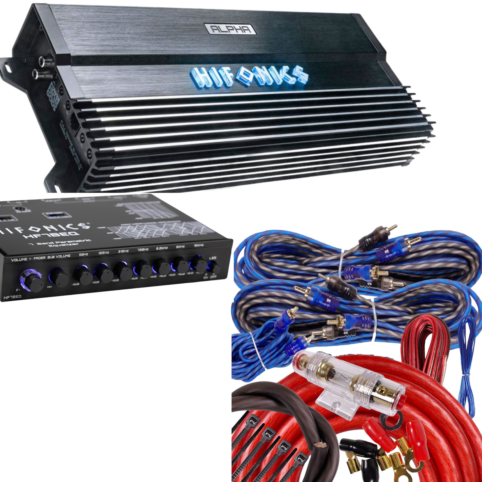 Hifonics Alpha A2500.5D 2500 Watts D-Class Hybrid 5 Channel Car Audio Amp + KIT