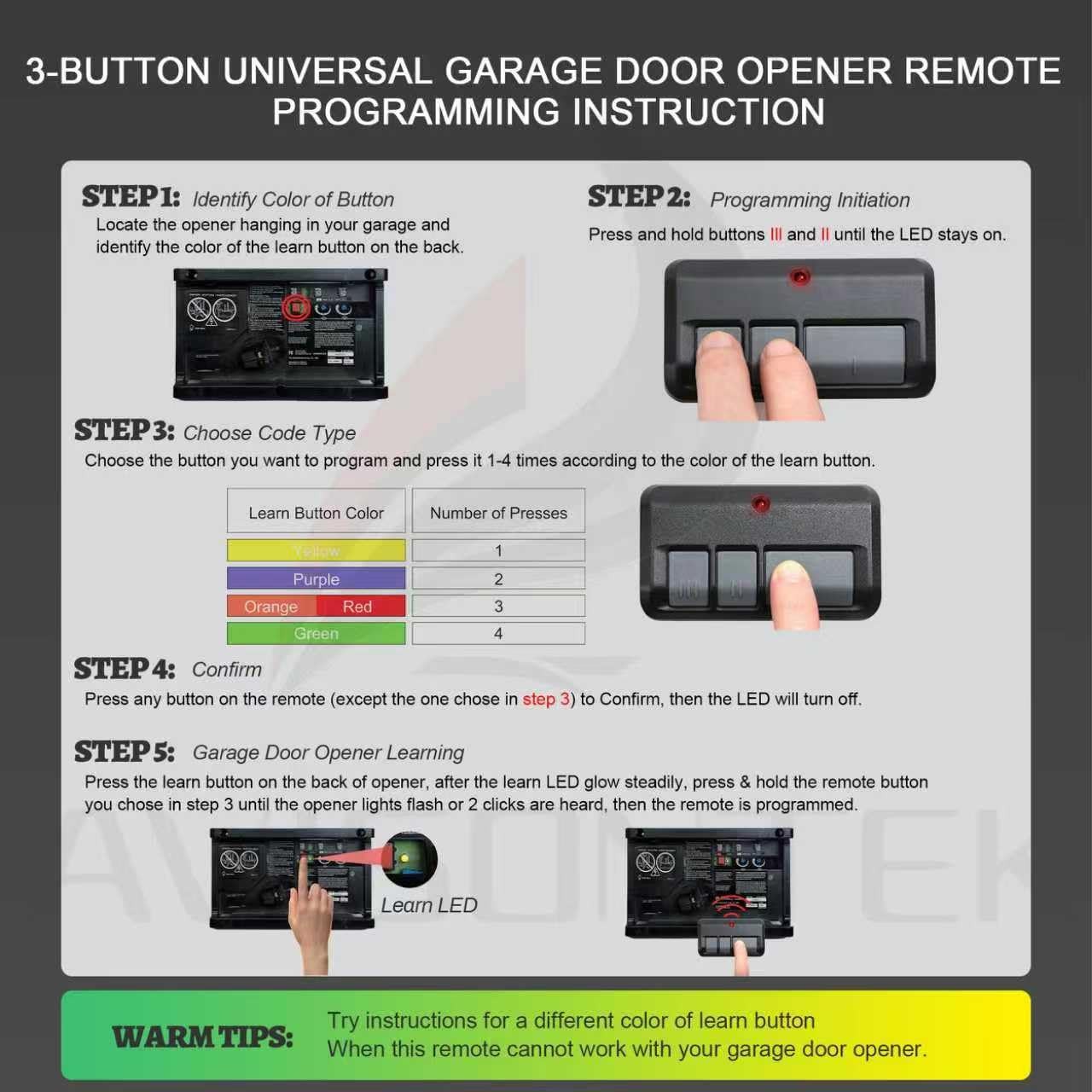 2-Pack 953ESTD Universal Chamberlain Garage Door Opener Remote Replacement