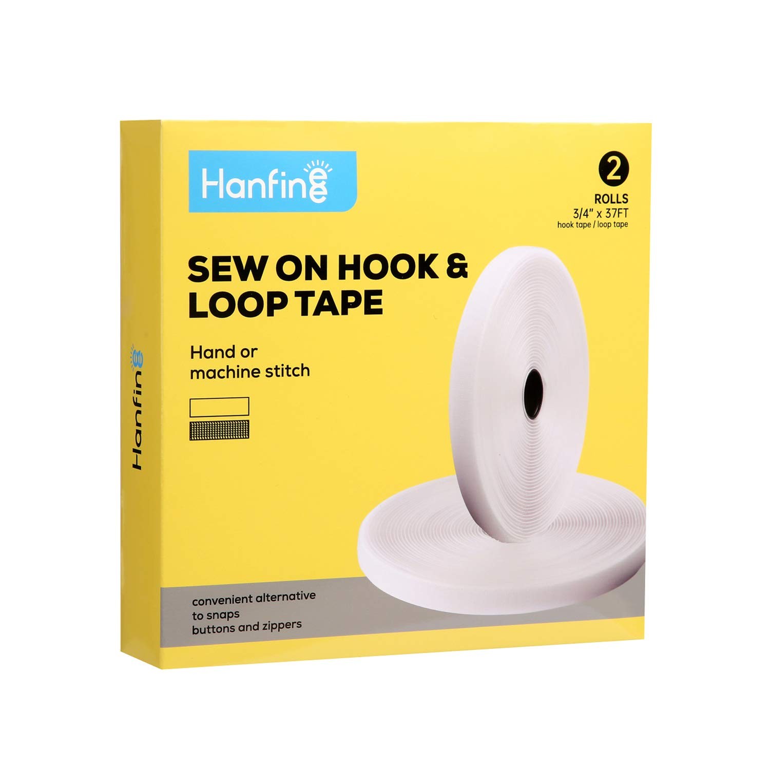 3/4 Inch Width Sew on Hook and Loop Tape, Non-Adhesive Nylon Fabric Fastener ...