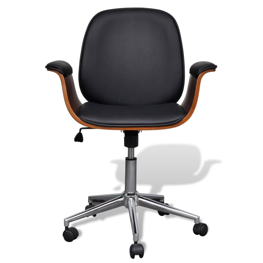 Swivel Arm Chair Ergonomic Office Chair Bent Wood and Faux Leather vidaXL
