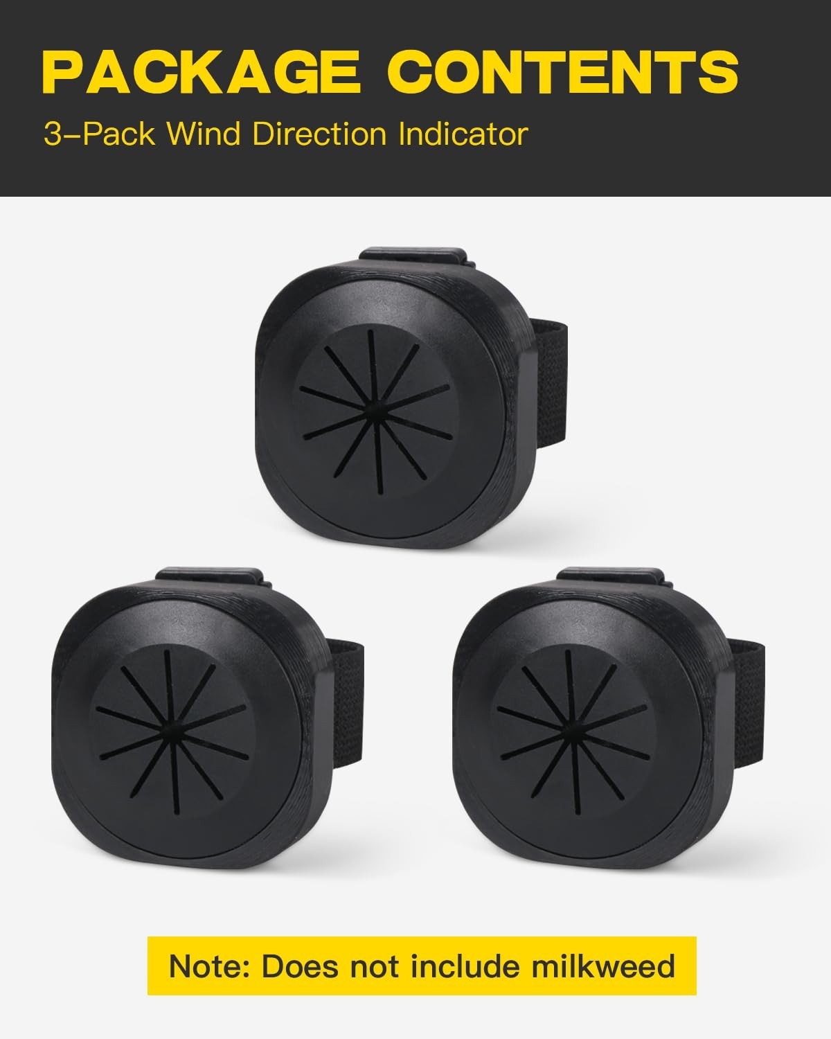 JISHAHS 3-Pack Wind Direction Indicator - Milkweed Dispenser for Black