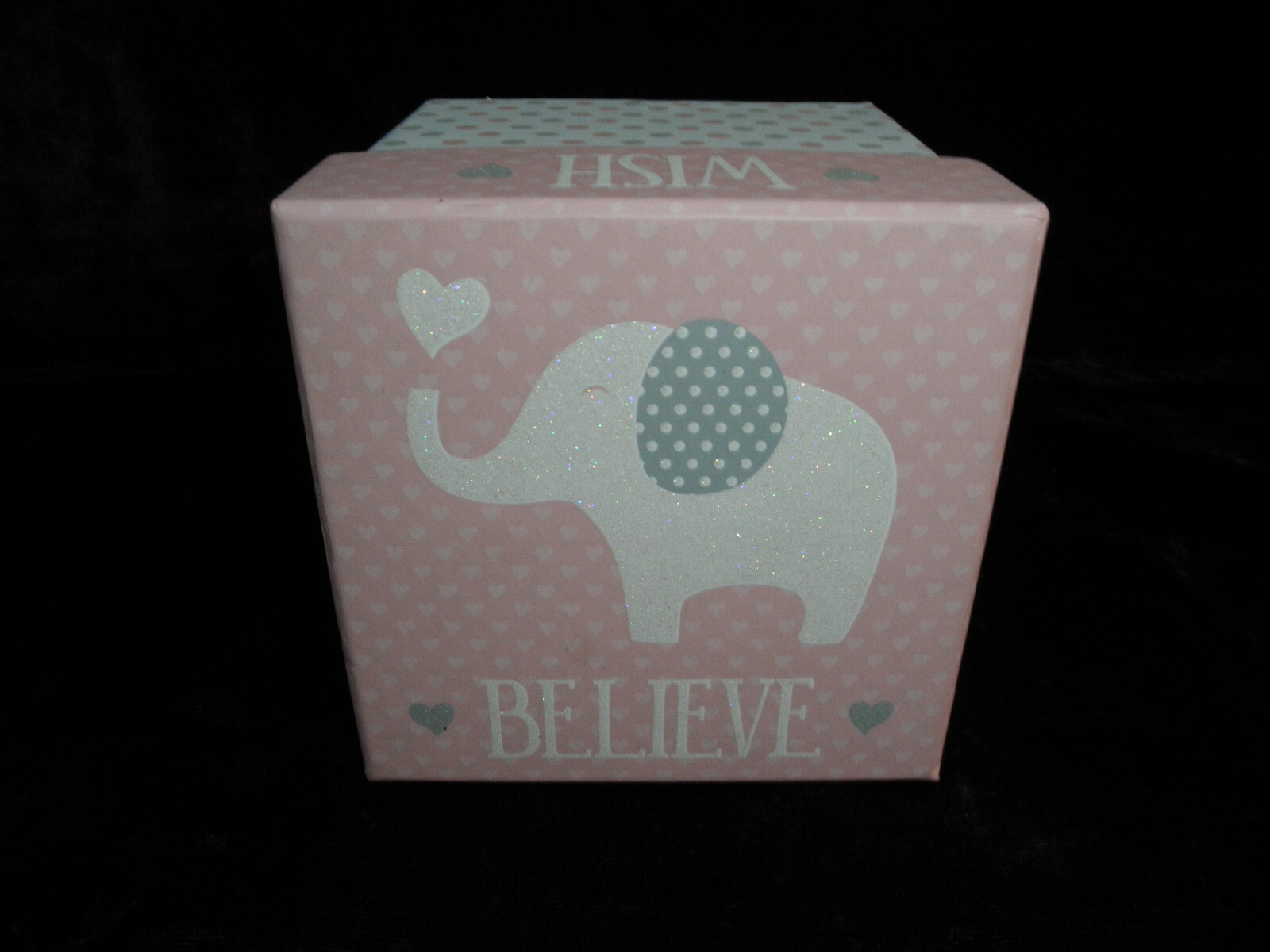NEW by LADY JAYNE, DECORATIVE ELEPHANT TRINKET, KEEPSAKE, SQUARE CARDBOARD BOX